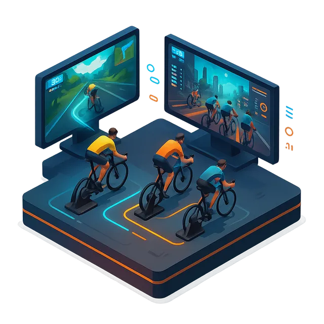 Stylized virtual cyclist racing on a TURA platform